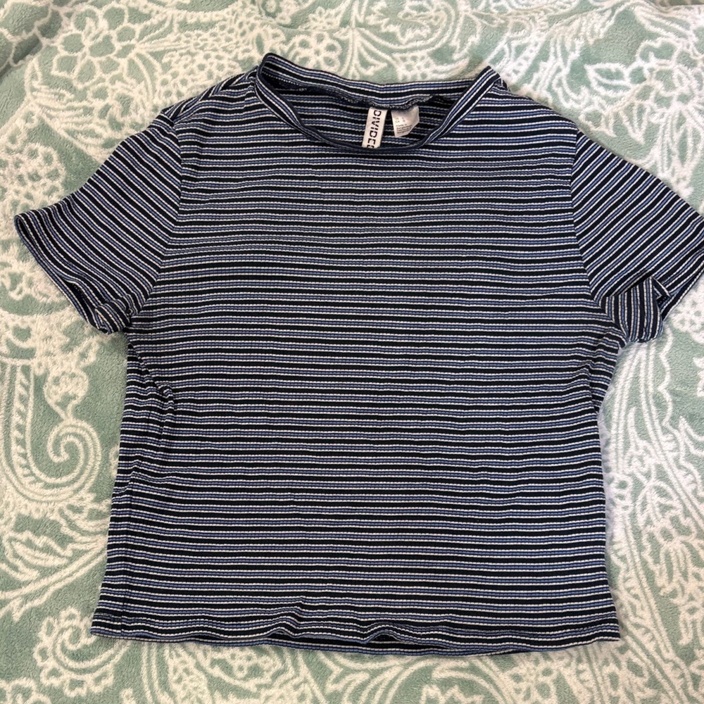 Blue and White Striped Top